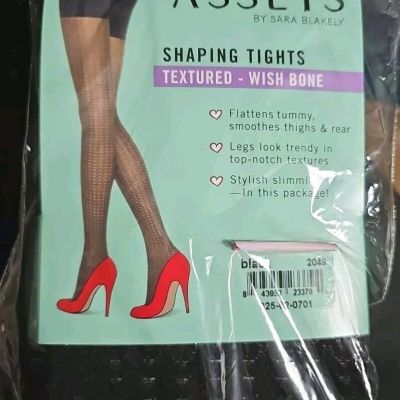 Spanx Assets Shaping Tights Textured - Size 1 Wishbone Black Sara Blakely NIP